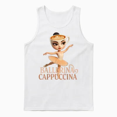 Ballerina Cappuccino Brainrot Unisex Tank Top - White