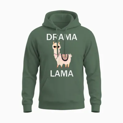Funny Drama Lama T-Shirt - Drama Lama Design - Unisex-Erwachsene - Schwarz - S Unisex Hoodie - Military Green