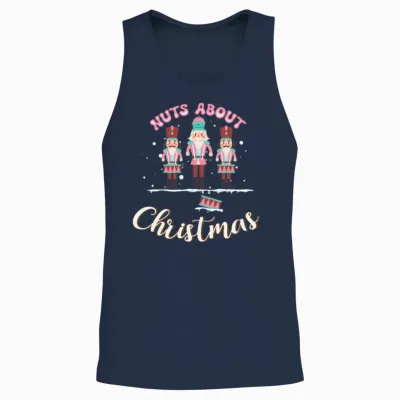 Pink Nutcracker Nuts About Christmas Holiday Unisex Tank Top - Navy