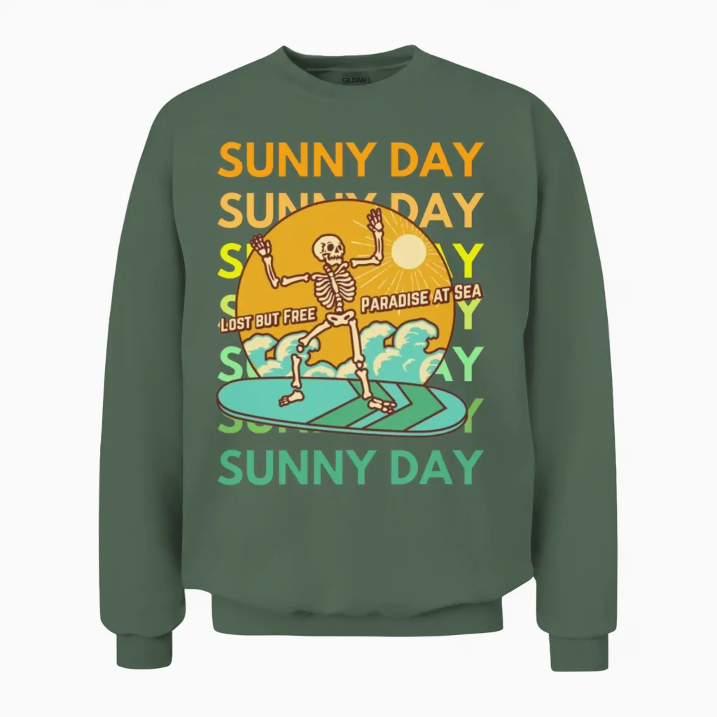 Sunny Day Vintage Unisex Sweatshirt in Military Green