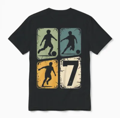 7. Geburtstag Junge Fußball Ball Jungs Fußballer 7 Jahre Unisex T-Shirt - Black