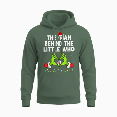 The Man Behind the Little Who Christmas Pregnancy Unisex Hoodie - Military Green