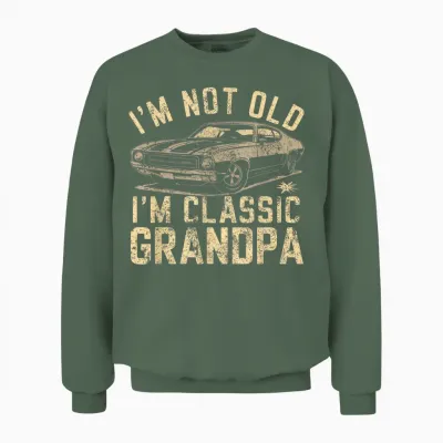 Funny Grandpa Classic Car Graphic Grandpa Gift for Christmas Unisex Sweatshirt - Military Green