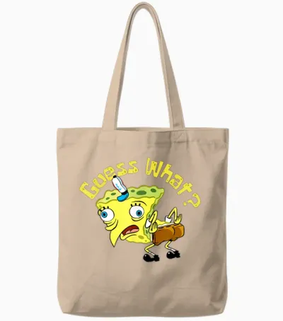 Spongebob Mocking Meme Guess What Chicken Butt Spongebob Tote Bags - Natural