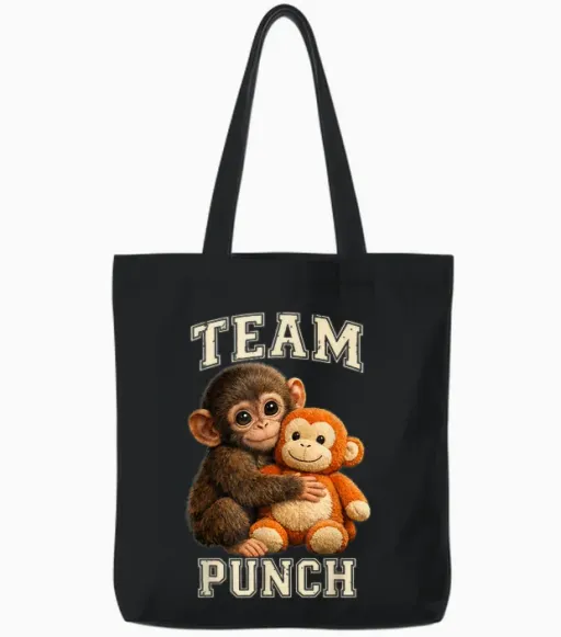 Baby Monkey Punch Team Punch Tote Bags in Black