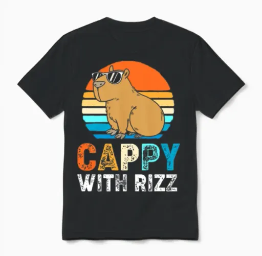 Capybara Rodent Wearing Sunglasses Unisex T-Shirt in Black