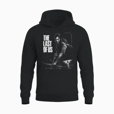 The Last of Us Ellie Readys Bow Black and White Portrait Unisex Hoodie - Black