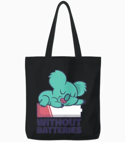 Without Batteries Retro Tote Bags - Black