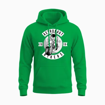 Funny Astronaut Biker Unisex Hoodie - Irish Green