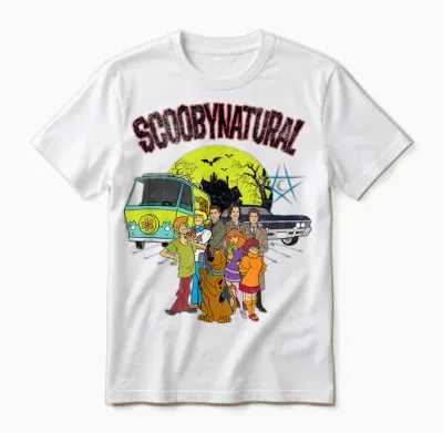 Scooby-Doo Scoobynthetic Mystery Machine and Baby with Gang Unisex T-Shirt - White