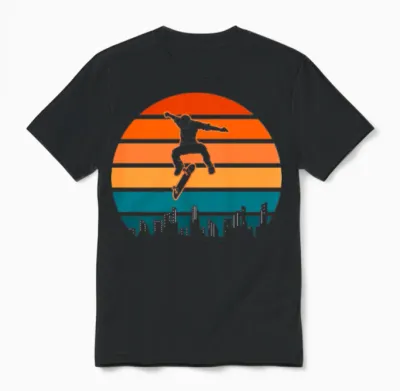 Boy Skater Retro Skateboarding Unisex T-Shirt - Black