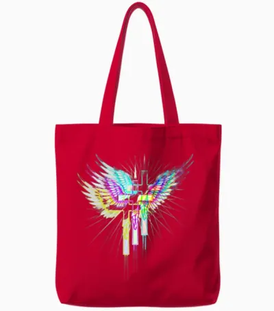 Christian Unisex Clothes Holy Cross Design Tote Bags - Red