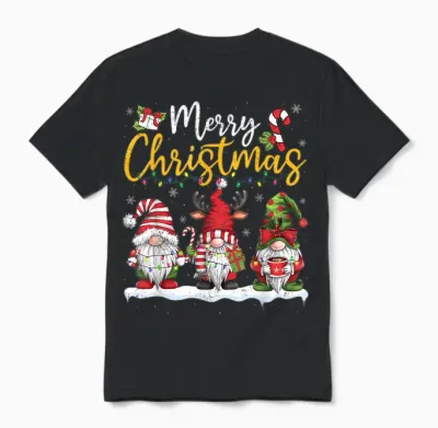 Christmas Gnomes for Christmas Lovers, Family, Men, Women, Unisex T-Shirt - Black