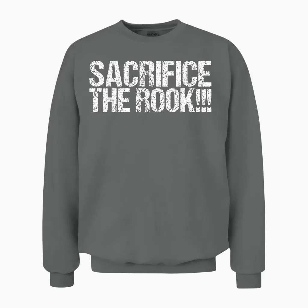 Sacrifice the Rook Shirt Funny Chess Unisex Sweatshirt in Graphite Heather