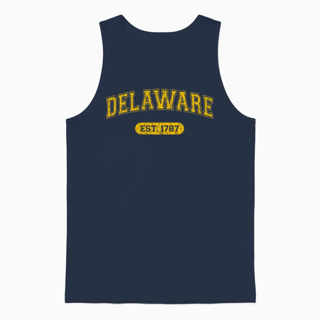 Retro Delaware 1787 Distressed Unisex Tank Top - Navy
