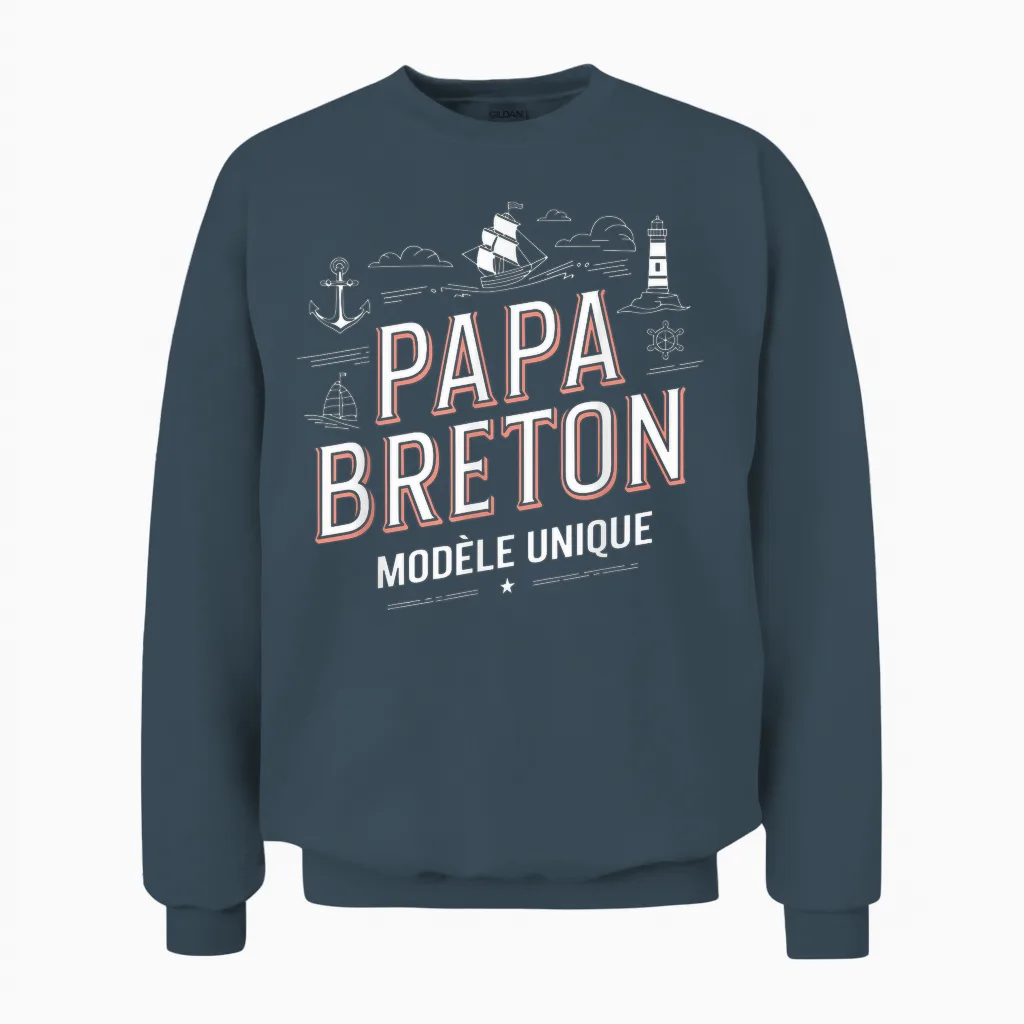 Papa Breton Unique Model Father's Day Gift Unisex Sweatshirt in Dark Heather