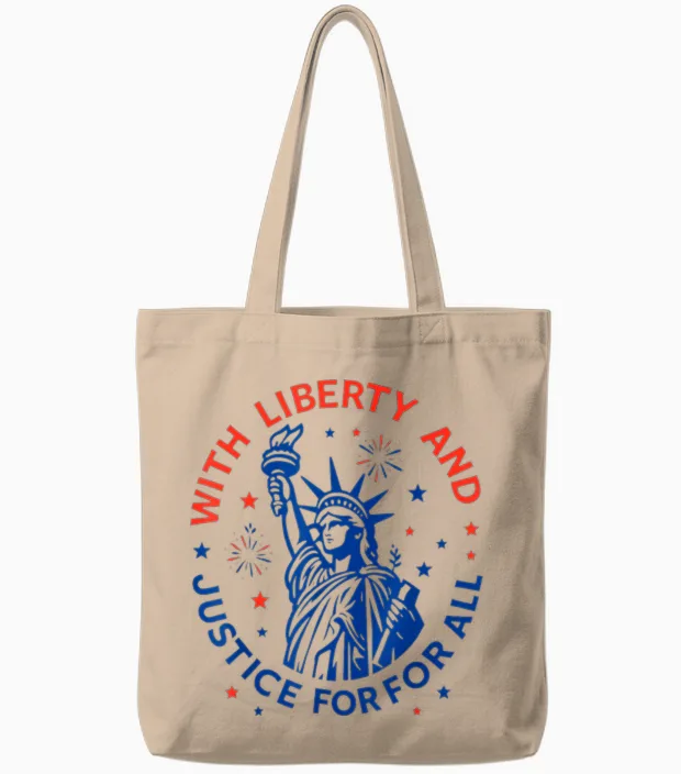 With Liberty and Justice for All Tote Bags in Natural