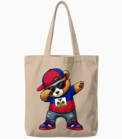 Ours Haïtien Patriotique Haïti Dab Garçons Enfants 2026 Tote Bags - Natural