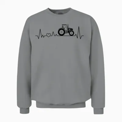 Herzschlag Traktor Trecker Landwirt Bauer Mit Herz Ekg Unisex Sweatshirt - Sport Grey