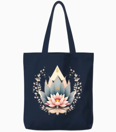 Spiritual Flower Tote Bags - Navy