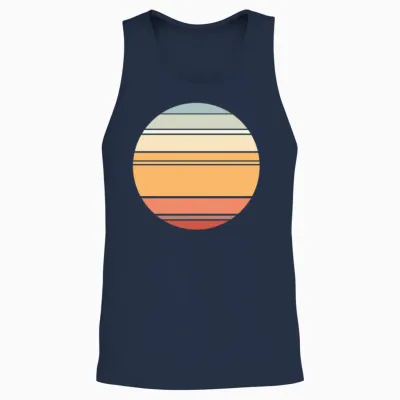 Retro Sunset Background Circle Unisex Tank Top - Navy