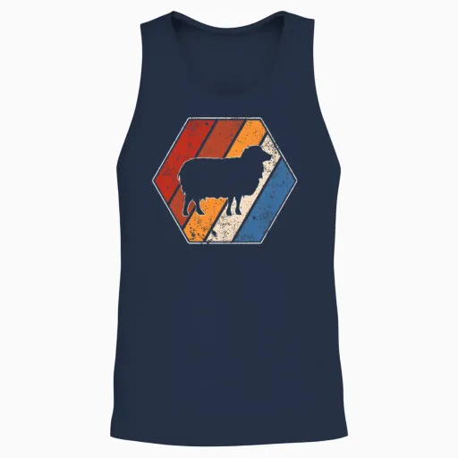 Sheep Retro Unisex Tank Top - Navy