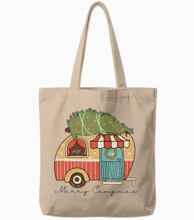 Retro Christmas Merry Campmas Tote Bags - Natural