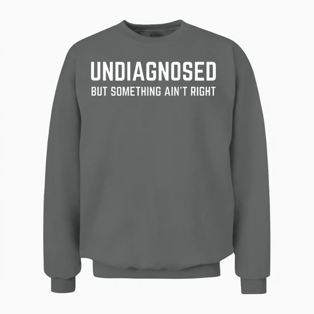 (on Back) Undiagnosed but Something Ain't Right Funny Saying Unisex Sweatshirt in Graphite Heather