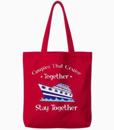 Cruising Couple Cruise Ship Tote Bags - Red