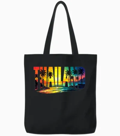 Thaïlande Souvenirs De Vacances Vintage Tote Bags - Black