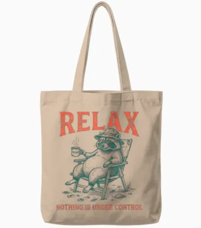Relax Nothing Is Under Control Lustiger Waschbär Tote Bags - Natural