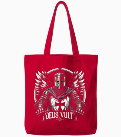 Deus Vult Kreuzritter Tempelritter Tote Bags - Red