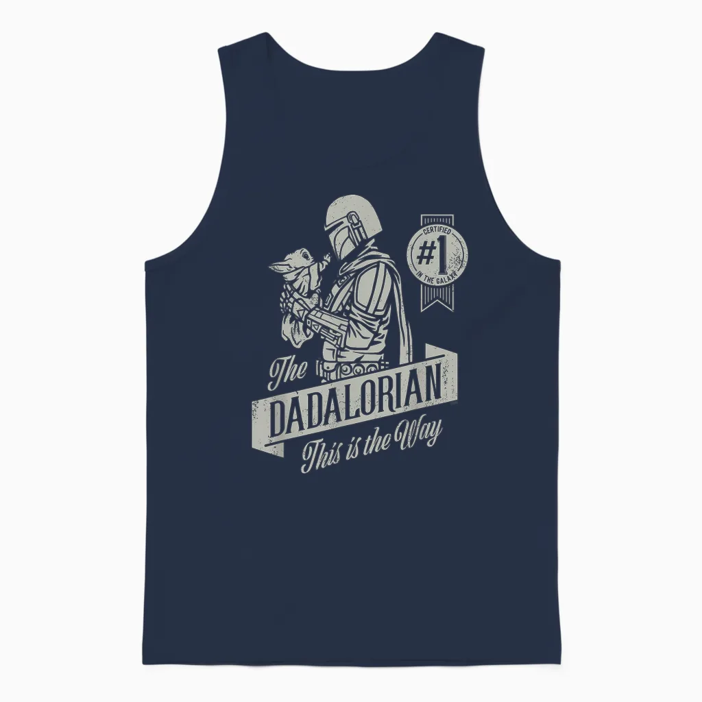 Star Wars the Mandalorian and Grogu Dadalorian Father’s Day Unisex Tank Top in Navy