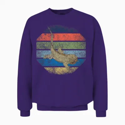Retro Hexagon Iguana Unisex Sweatshirt - Purple