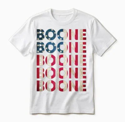 Boone Personalized Name Vintage Retro Us Flag Woman Man Unisex T-Shirt - White