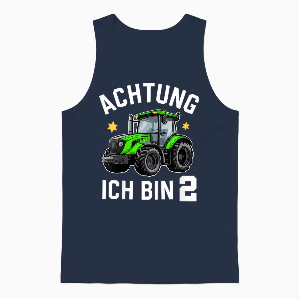 Kinder Achtung Ich Bin 2 Traktor Junge 2 Jahre Alt Trecker Geschenk Unisex Tank Top in Navy