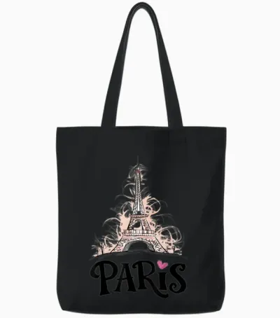 Eiffel Tower Paris Holiday France Souvenir Women Girls Tote Bags - Black