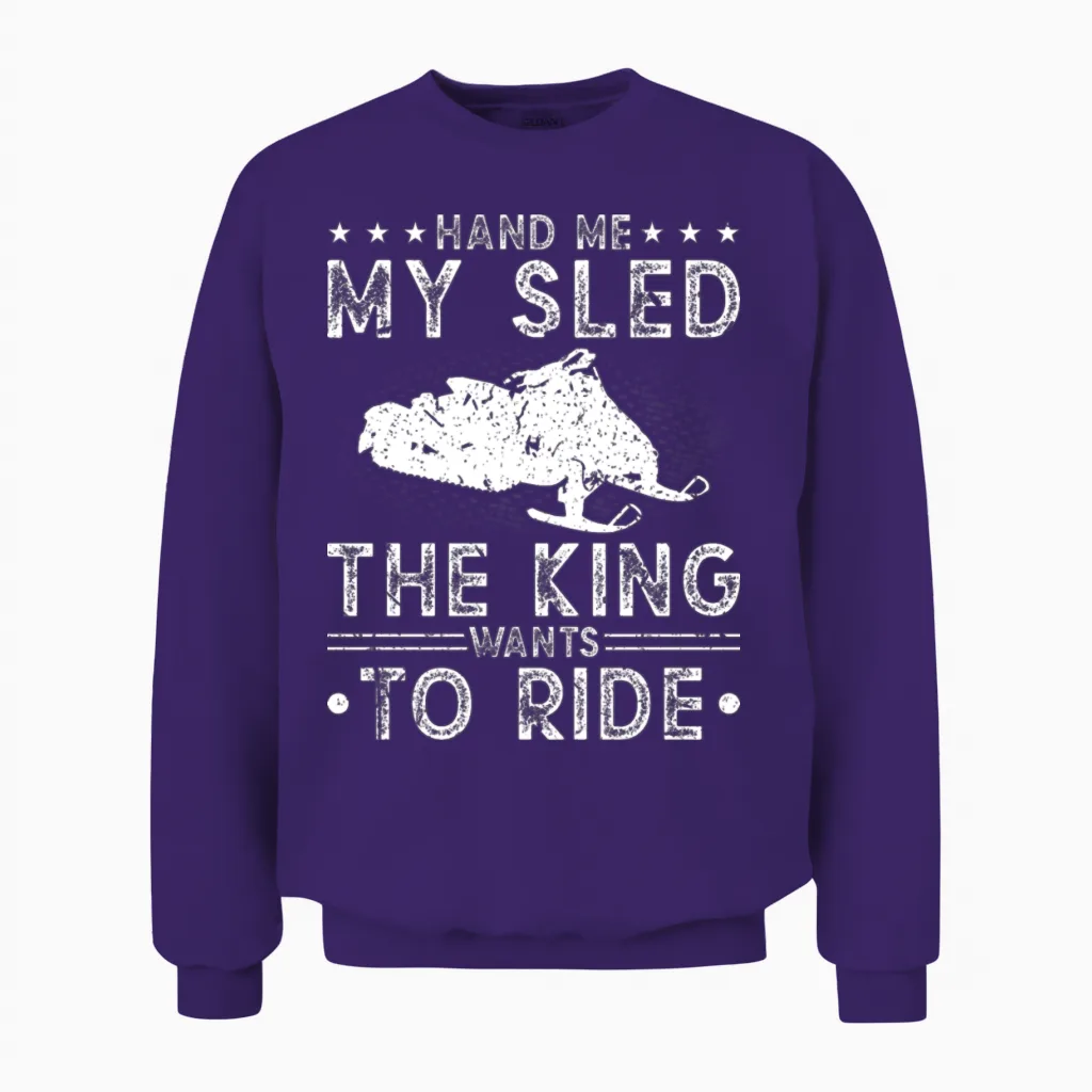 Motor Sled Snowmobiler Funny Snowmobile Unisex Sweatshirt in Purple