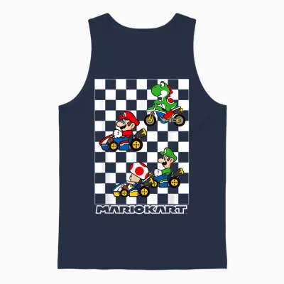 Mario Kart Racing Big Nintendo 4 Character Portrait Unisex Tank Top - Navy