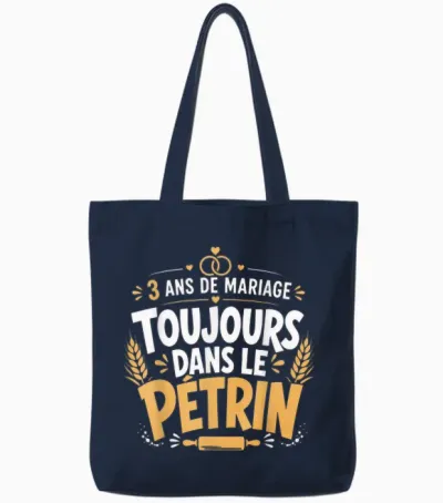 Cadeau Noces De Froment Anniversaire 3 Ans De Mariage Humour Tote Bags - Navy