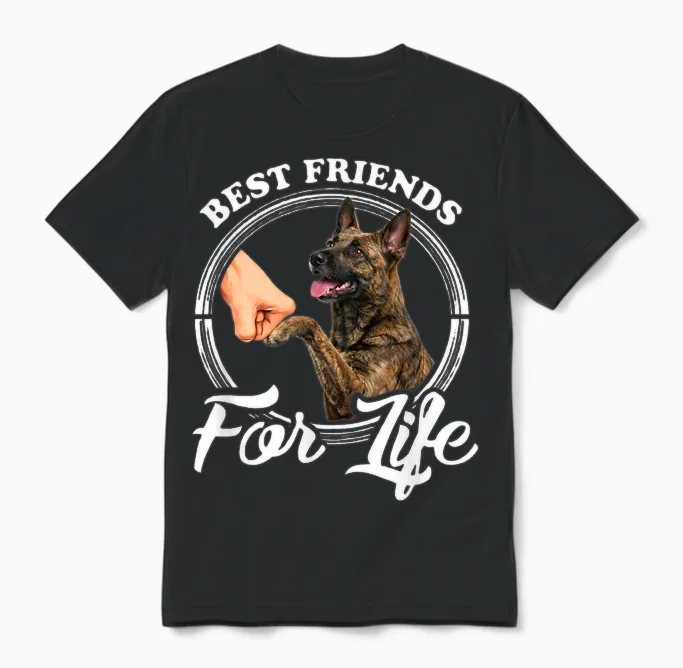 Motif Chien De Berger Hollandais Amusant Best Friends Unisex T-Shirt in Black