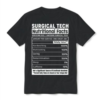 Surgical Tech Nutritional Facts Squad Surgical Tec Unisex T-Shirt - Black
