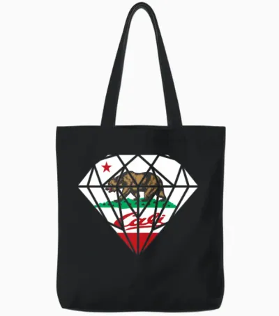 California Diamond Bear Tote Bags - Black