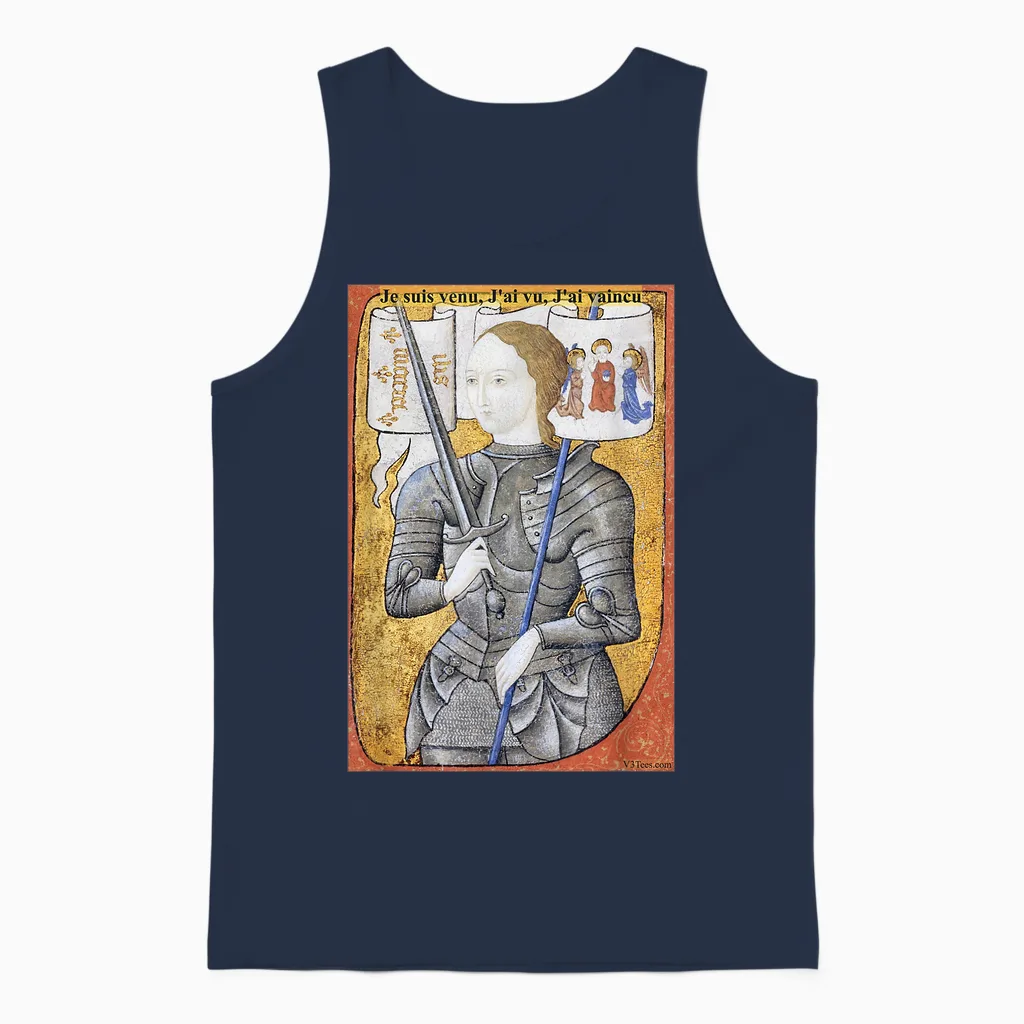 Joan of Arc, Patron Saint of France Unisex Tank Top in Navy