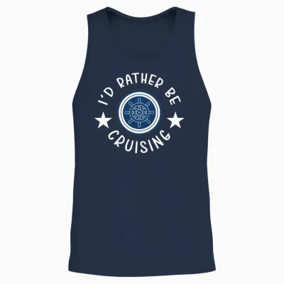 Rather Be Cruising Cruise Ship Unisex Tank Top - Navy