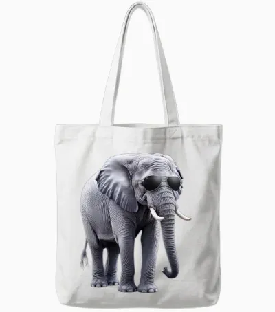 Cooler Elefant Mit Sonnenbrille – Lustiges Design Tote Bags - White
