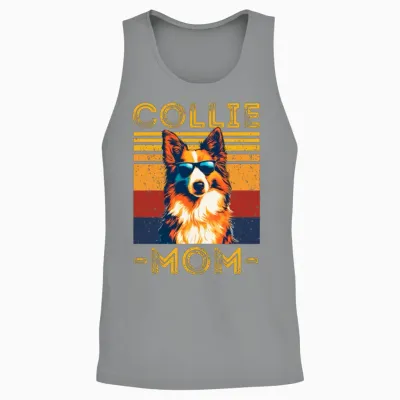 Collie Mom Retro Unisex Tank Top - Sport Grey