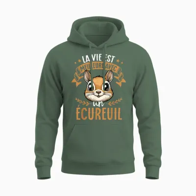 Je M'en Fous Je Suis Un Squirrel - ésquirrel Cute T-Shirt, Black, S Unisex Hoodie - Military Green