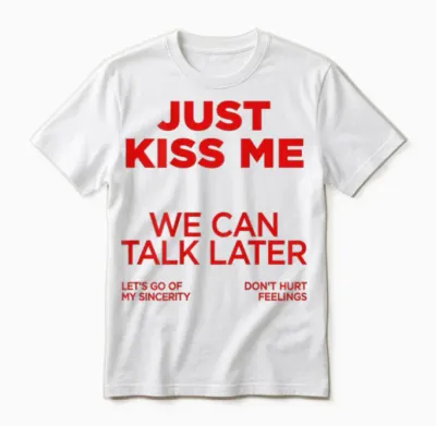 Just Kiss Me X We Can Talk Later X Liebe Valentinstag - Back Unisex T-Shirt - White