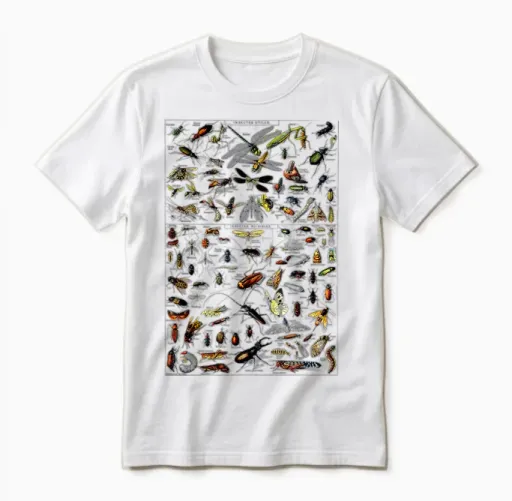 Insects Collection Species Bugs Vintage Chart Entomologie Unisex T-Shirt in White